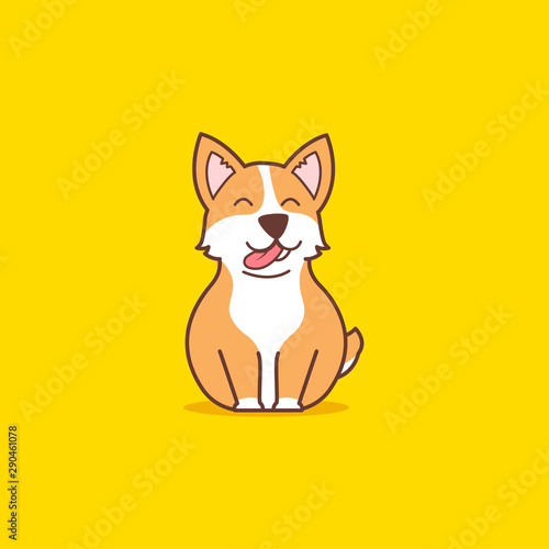 Cute sitting corgi dog illustration, vector animal pet