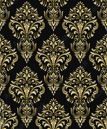 Vector detailed damask seamless pattern background. Classical luxury old fashioned damask ornament, royal victorian seamless texture for wallpapers, textile, wrapping. Exquisite baroque template.