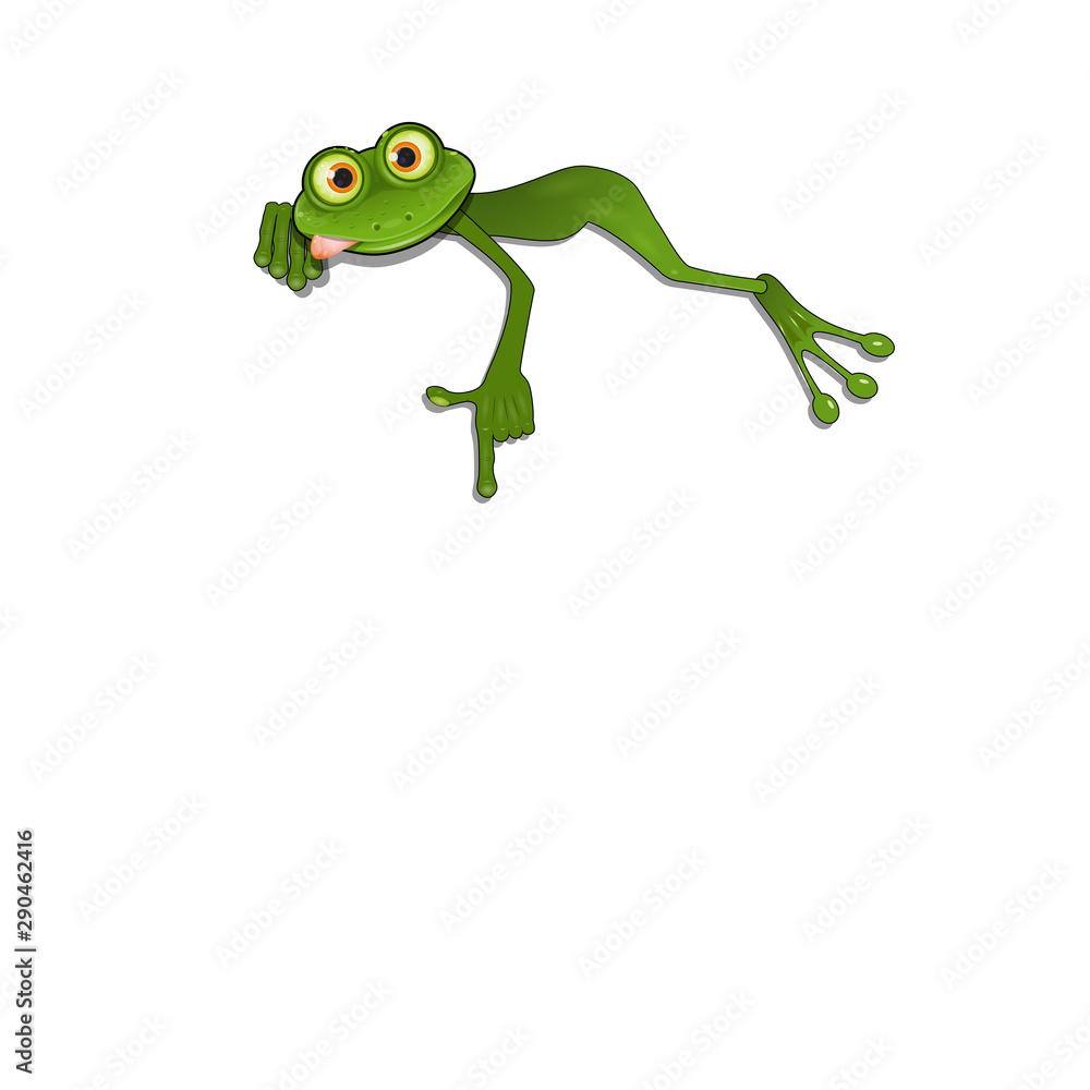Fototapeta premium Illustration Green Frog on a White Background