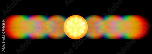 Φωτογραφία Photo of the diffraction pattern of LED lamp light, comprising a large number of