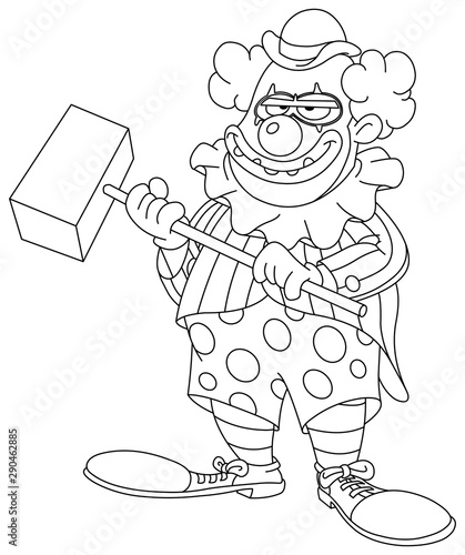 outlined evil scary clown