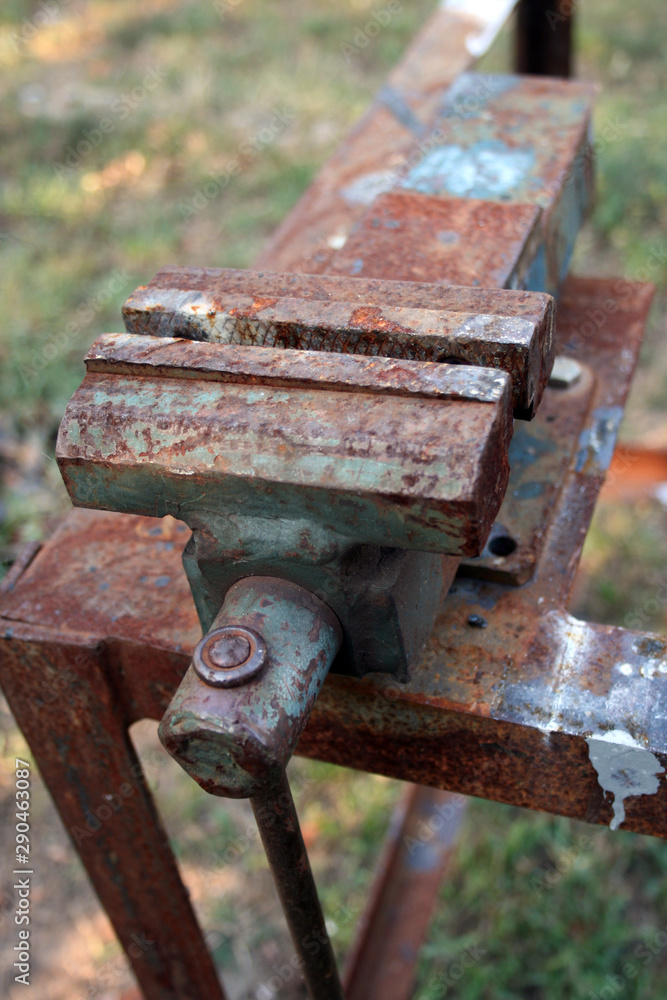 Locksmith,rusty steel clamp