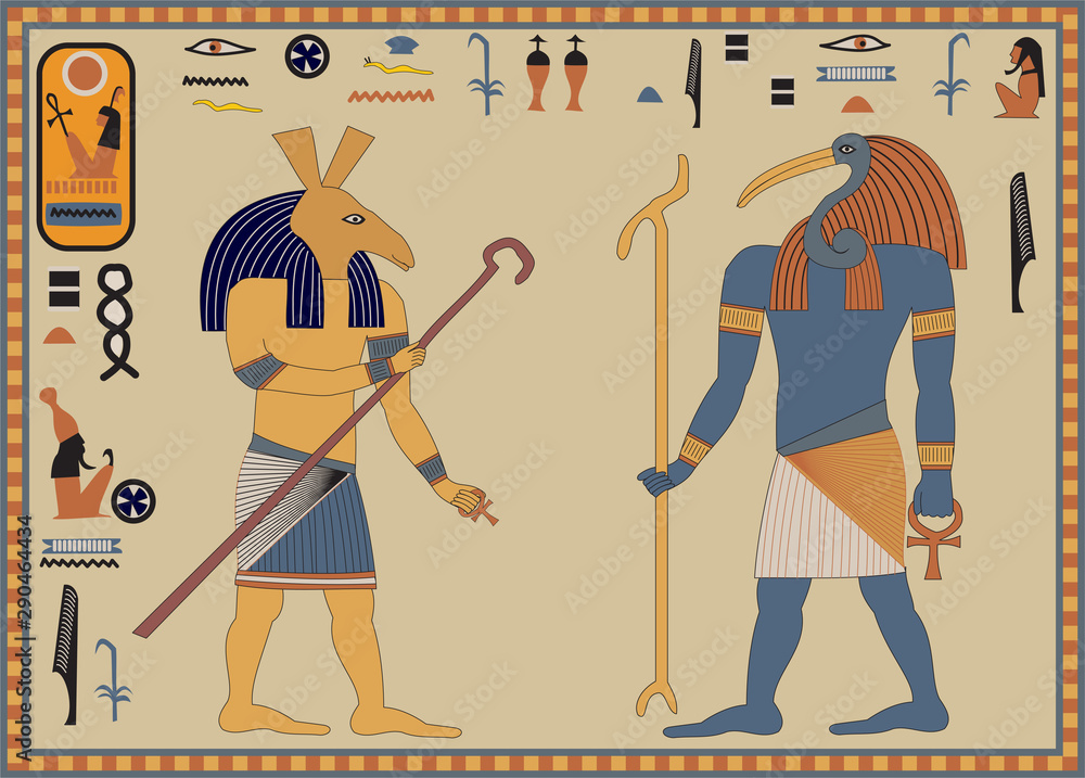 Ancient Egyptian Hieroglyphics Design Stock Illustration | Adobe Stock