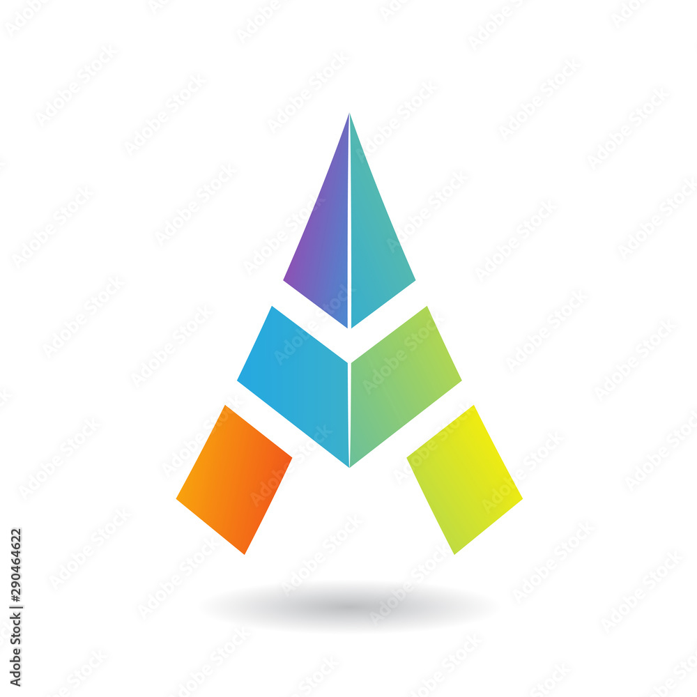 Colorful Abstract Triangle Symbol of Letter A