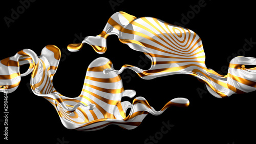 Beautiful elegant metal splash on a black background. 3d illustration, 3d rendering.