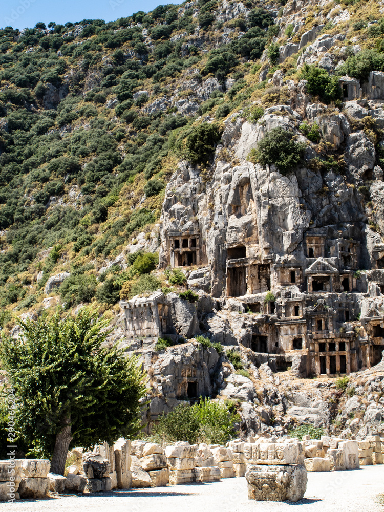 Rock burials and antique theater, Demre, Turkey