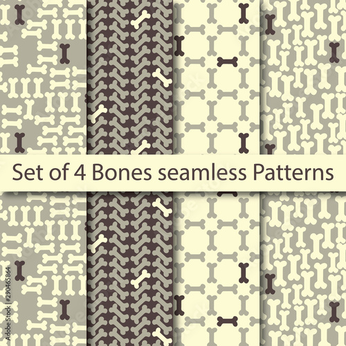 Set of 4 Bones Vector Seamless Patterns