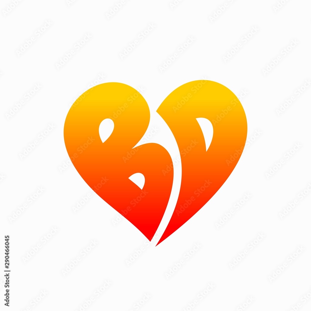 Heart logo that formed letter B and the letter D Stock Vector | Adobe Stock