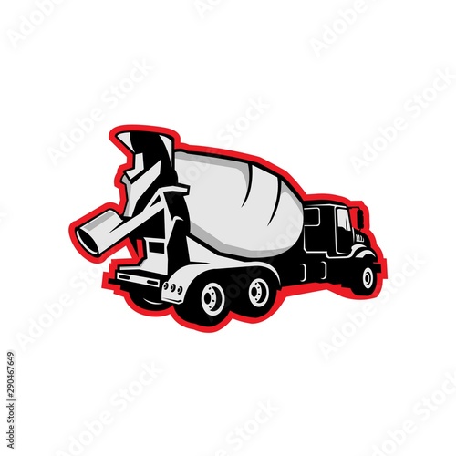 Concrete truck line icon concept. Concrete truck vector linear illustration, symbol, sign