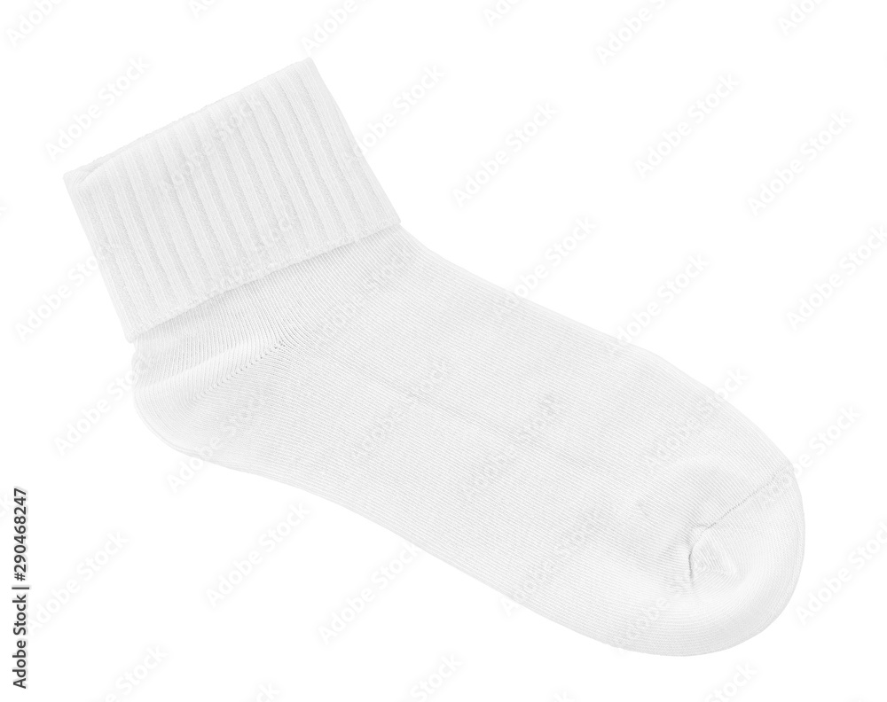 white sock with a cuff on an isolated white background white sock with a cuff on an isolated white background