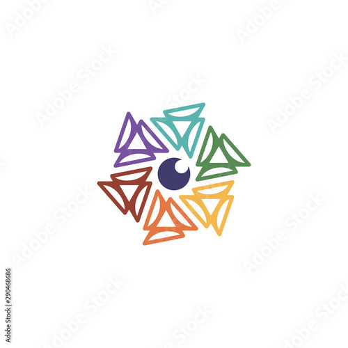 Hexagon lens logo design vector colorful