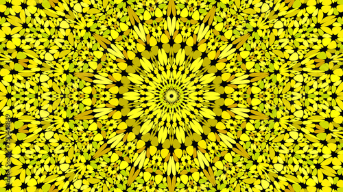 Yellow abstract flower ornate mandala background - geometric vector illustration