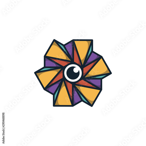 Combination of triangle and lens logo design vector