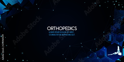 Medical orthopedic abstract background. Treatment for orthopedics traumatology of foot bones and joints injury. Medical presentation, hospital.Vector illustration