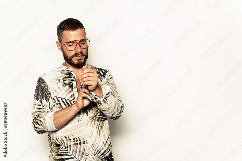 Young smiling man with eyeglasses Young smiling man with eyeglasses