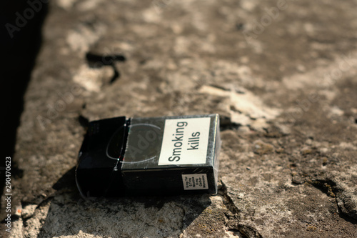 Cigarette pack with inscription Smoking kills 
