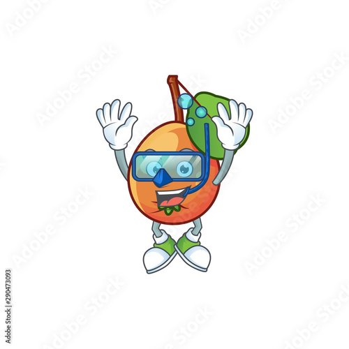 Diving fresh shipova character with design mascot photo