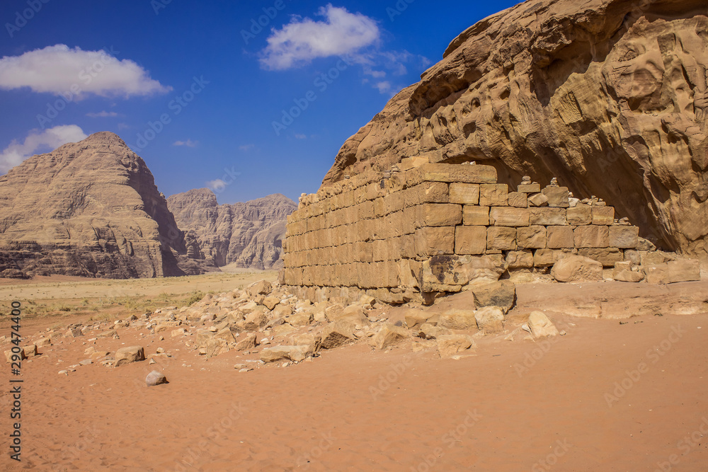 unknown abandoned ruin of brick building in desert warm rocky wasteland dry environment, Middle East war concept picture unknown abandoned ruin of brick building in desert warm rocky wasteland dry environment, Middle East war concept picture