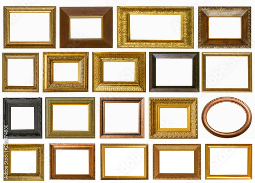 Frames paintings gold antique antiquity collection isolated museum