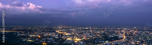 Panorama of cityscape purple sky on twilight from Chiang mai  Thailand.