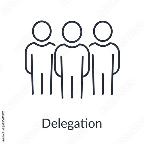 Delegation. Vector linear icon isolated on white background.