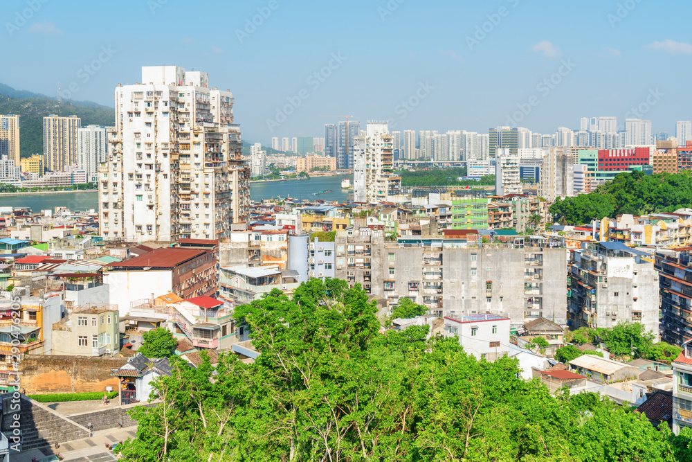 Unusual view of Macau on sunny day. Amazing cityscape