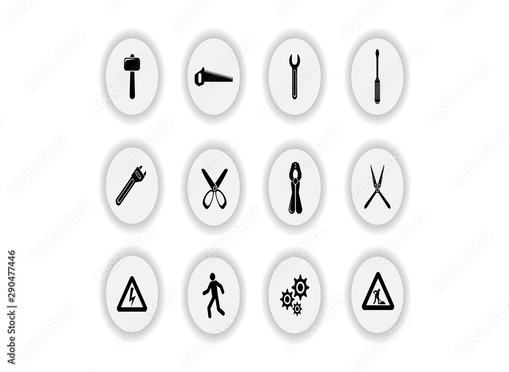 Tools vector icons. Tools icon symbols. Tools icon images. Tools icon