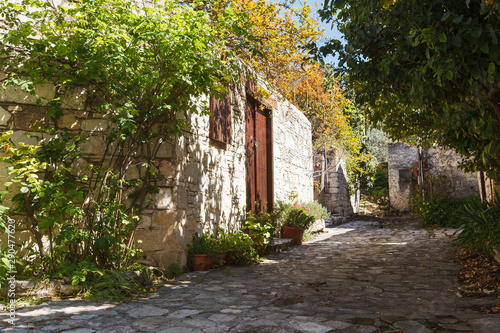Fototapeta Naklejka Na Ścianę i Meble -  Traditional rural styled village street, Cyprus