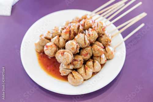 Grilled pork ball with sauce