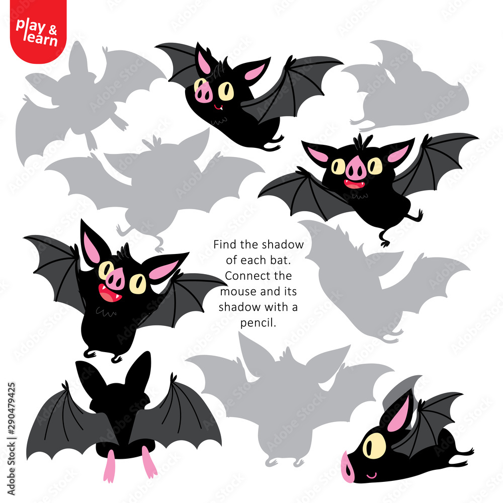 Find Shadow of Each Bat Game Printable Template Find Shadow of Each Bat Game Printable Template