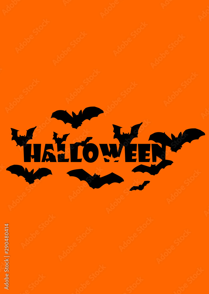 Halloween vector text with bats