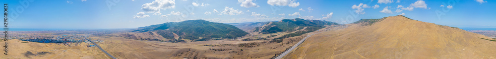 High resolution panoramic view of Mountain road in Republic of Dagestan, Caucasus, Russia