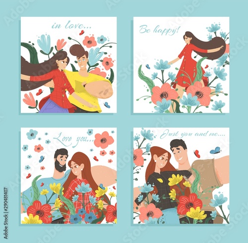 Set of Love Cards or Romantic Banners Happy Couple © Alla