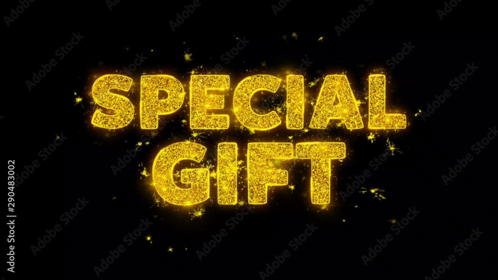 Special Gift Text Sparks Glitter Particles on Black Background. Sale, Discount Price, Off Deals, Offer promotion offer percent discount ads 4K Loop Animation. Special Gift Text Sparks Glitter Particles on Black Background. Sale, Discount Price, Off Deals, Offer promotion offer percent discount ads 4K Loop Animation.