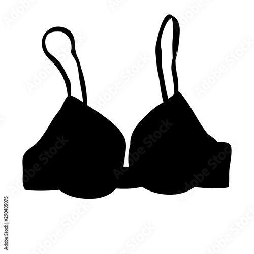 vector, isolated, black silhouette of lingerie, bra