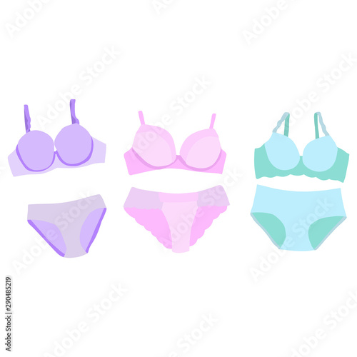 vector, isolated, lingerie, bra and underpants, set