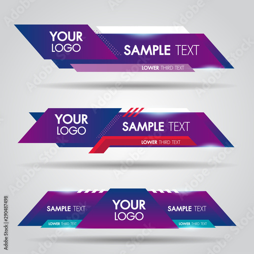 Lower third white and colorful design template modern contemporary. Set of banners bar screen broadcast bar name. Collection of lower third for video editing on transparent background.