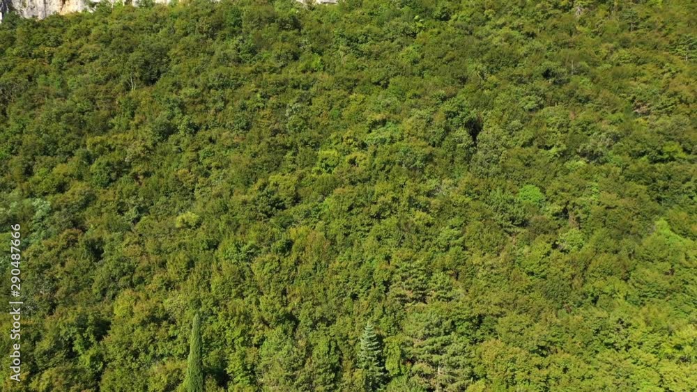 Flight along the cliffs, panoramic view of Lake Garda northern Italy Flight along the cliffs, panoramic view of Lake Garda northern Italy