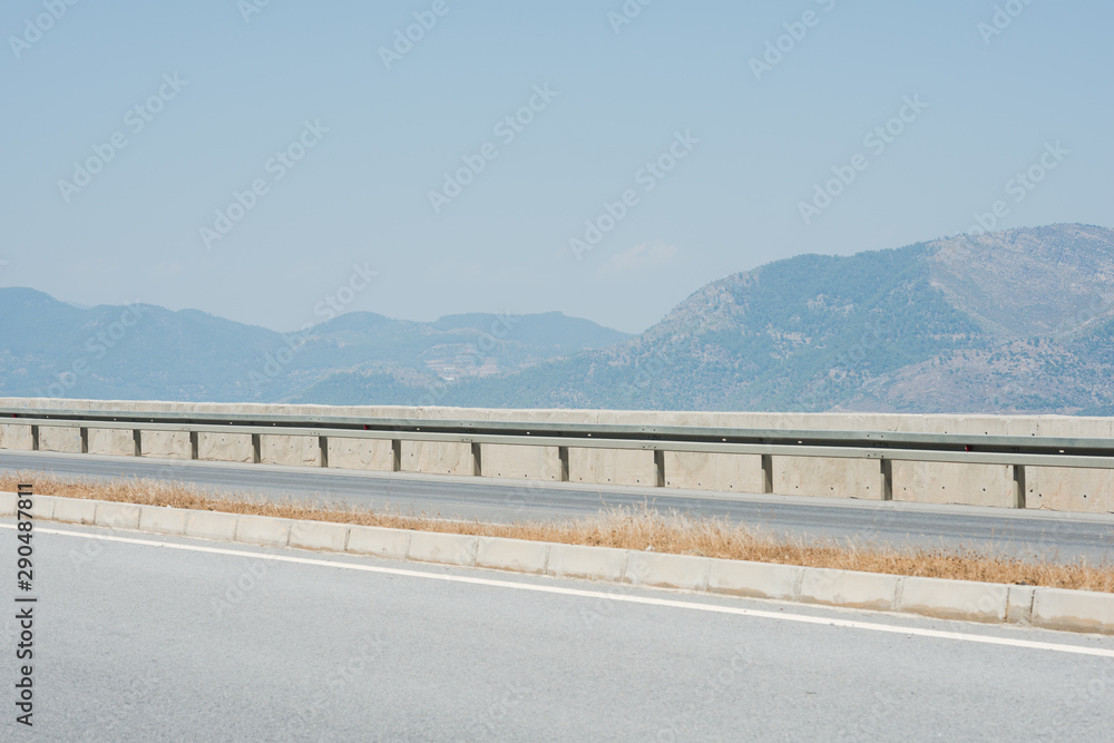 Highway and mountains on background (Turkey).