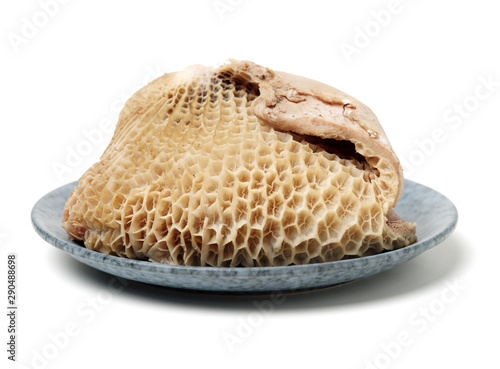 Boiled tripe on white background