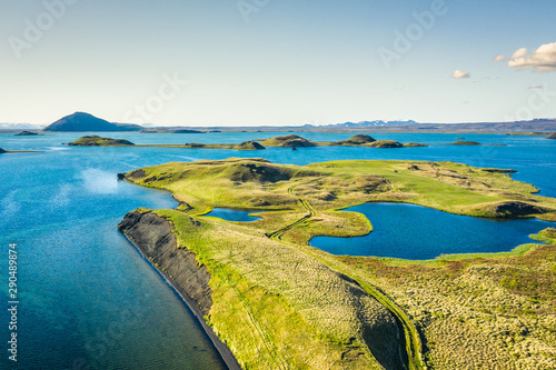 Myvatn Lake landscape at North Iceland. Wiew from above