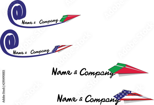 aerei di carta con scia nome e compagnia simboli photo