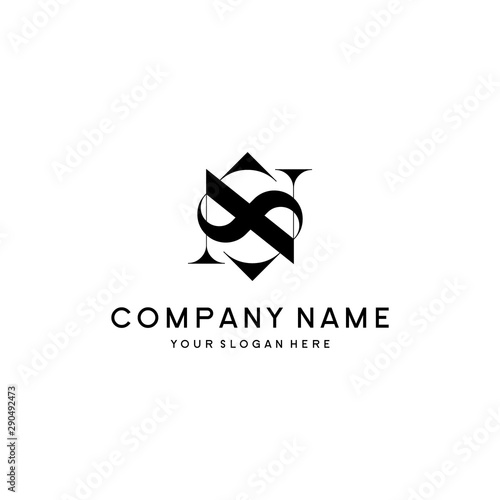 combination of letters N and S monogram logo