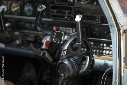 Details with the cockpit and electronic equipments of a light aircraft © MoiraM