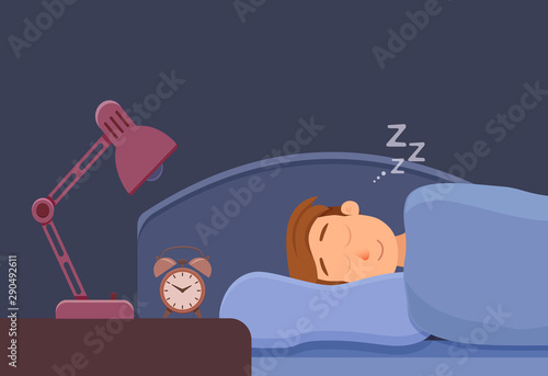Sleepless man face cartoon character suffers from insomnia.