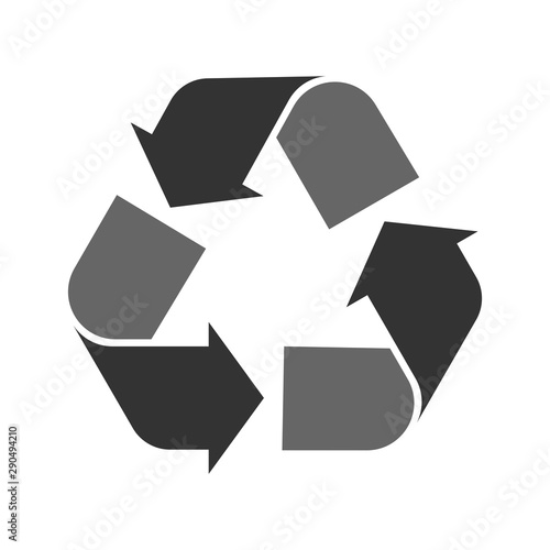 Black vector recycle symbol. Curved arrows.
