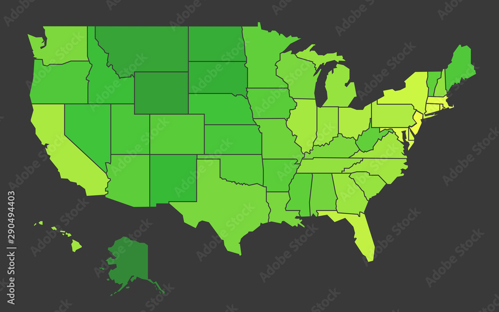 USA population heat map as color density illustration