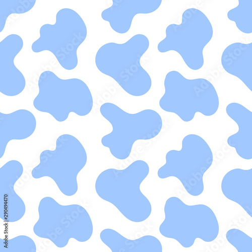 Cow spots seamless blue pattern or animal print or dalmatian dog stains. Vector illustration Eps 10