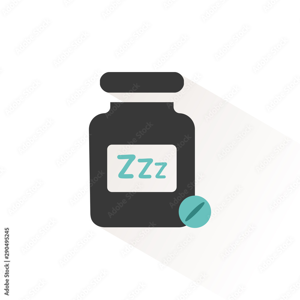 Sleeping pills. Flat icon with beige shade. Pharmacy and medicine vector illustration Sleeping pills. Flat icon with beige shade. Pharmacy and medicine vector illustration
