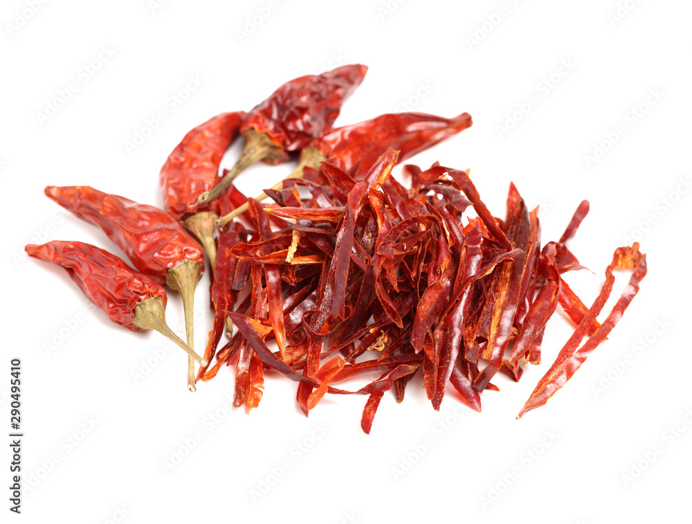 Dried Hot Chili Peppers on white background Dried Hot Chili Peppers on white background